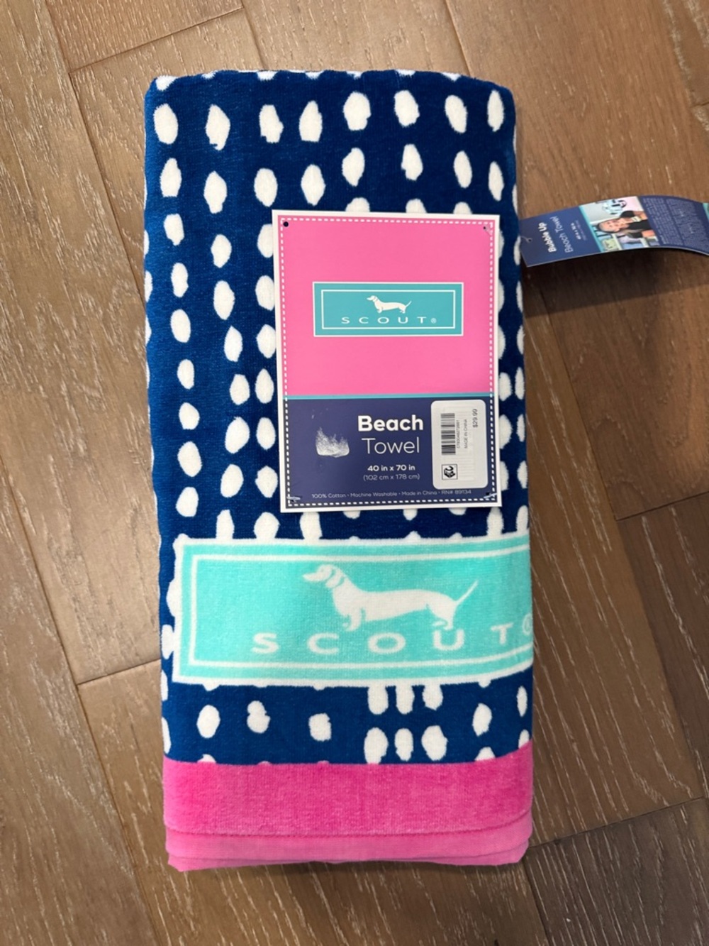 Scout Blue White Poke-dots Pink Blue oversized Beach Towel 40x70